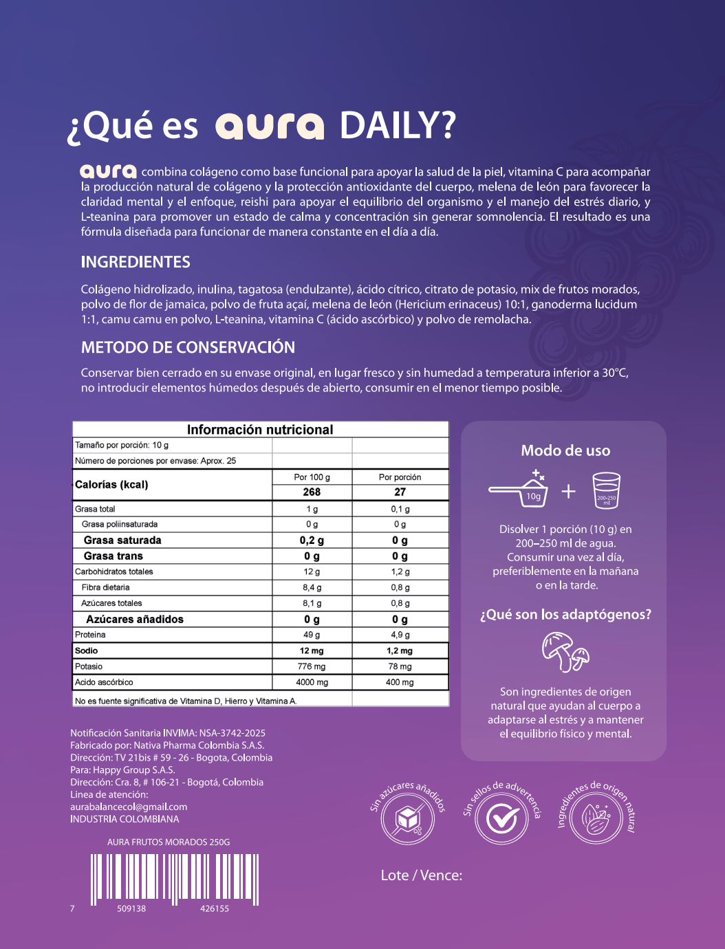 Aura - Mezcla en polvo Colágeno + Adaptógenos